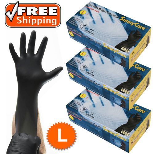300pcs 5mil Black Nitrile Exam Gloves Powder-Free (Latex Vinyl Free) Size: Large