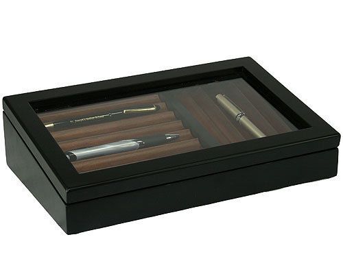 Black and Walnut Pen Display Case Office Accessory