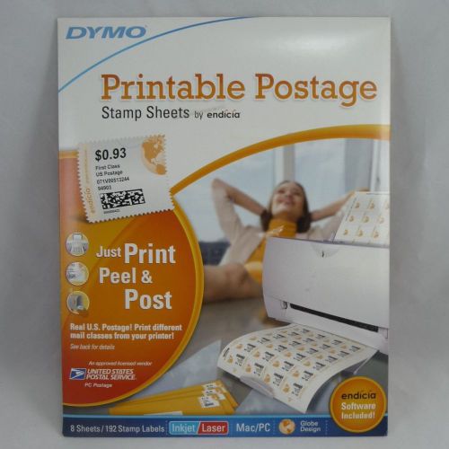 Dymo Printable Postage Stamp Label Sheets by Endicia 192 Labels NIP