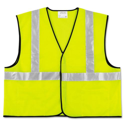 Class 2 safety vest, fluorescent lime w/silver stripe, polyester, xl for sale