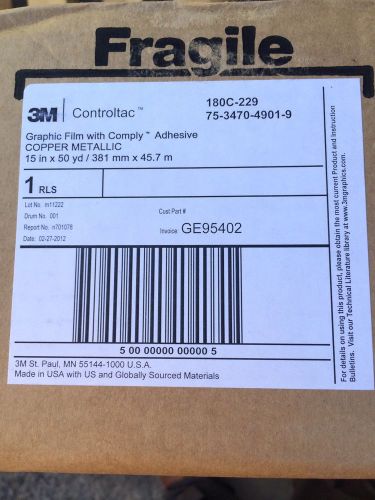 3M CONTROLTAC GRAPHIC FILM WITH COMPLY ADHESIVE - COPPER METALLIC - ****NEW****