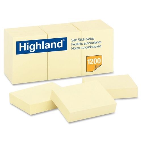 LOT OF 4 Highland Self-Sticking Note - 1.50&#034;x2&#034; - Yellow - 12/Pack - MMM6539YW