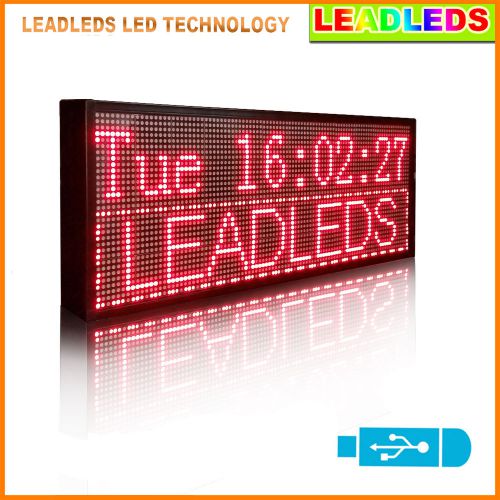 Leadleds 30&#034;x11&#034; red multi-line usb programmable scrolling message led display for sale