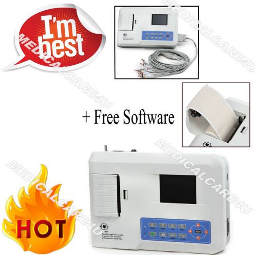Hot 3-channel ecg machine color lcd 12 lead electrocardiograph+analysis software for sale
