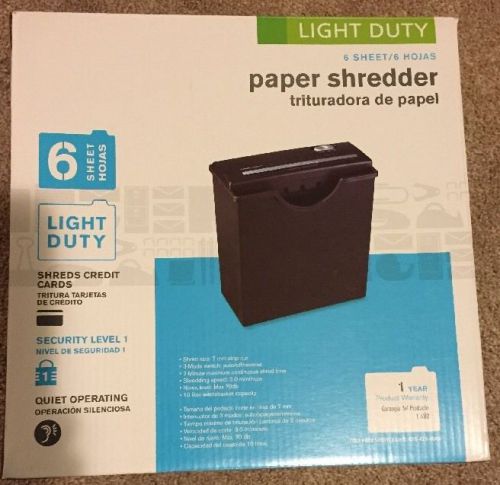 Paper Shredder - Light Use - 6 Sheet - Rated Security Level #1