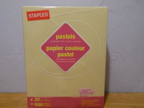 Lot of (2) Reams of Staples Pastels Copy Paper #14787 Canary