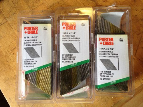 3 Boxes (3000) DA 15250 Porter Cable Angled Finish Nails 2.5 inch NIB