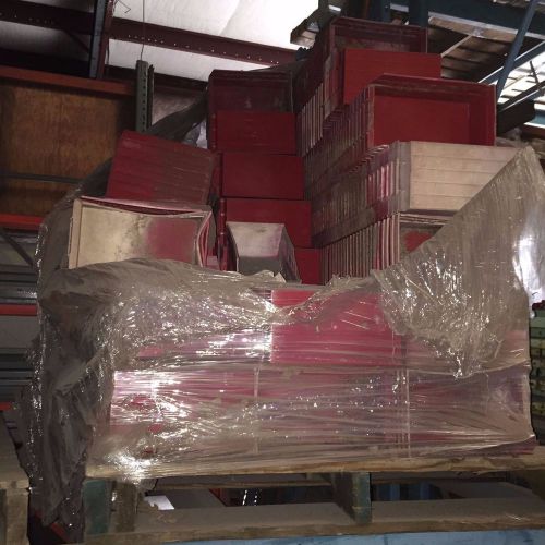 Red Storage Tote Bins Plastic Office Garage Warehouse Organization 20 Bin Lots