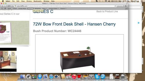 72&#034; W Bow Front Desk Shell Hansen Cherry, WC24446, UPC 04297624460