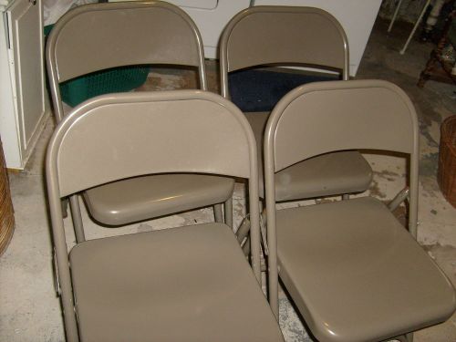 6 Metal Folding Chairs (Bronze/Tan) - Local Pickup Only