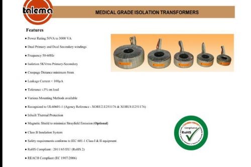 Toroid Corp. Medical-Grade  Toroidal  Transformer # 366455 200-240V
