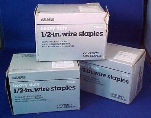 Sears Heavy Duty 1/2 Inch Wire Staples Lot of 3 Opened Boxes 74456