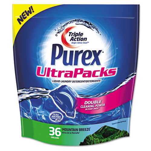 Ultrapacks Liquid Laundry Detergent, Mountain Breeze, 36 Packets/Carton