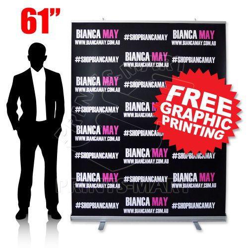 61&#034; Retractable Roll Up Banner Stand Trade Show Pop Up Banner Display FREE Print