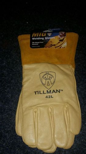 Tillman 42 top grain pigskin foam lined thumb strap mig welding gloves, large for sale