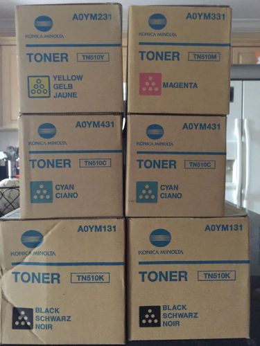 Konica Minolta ~ Toner Cartridge Lot (6) TN510K, TN510C, TN510Y, TN510M ~ NEW