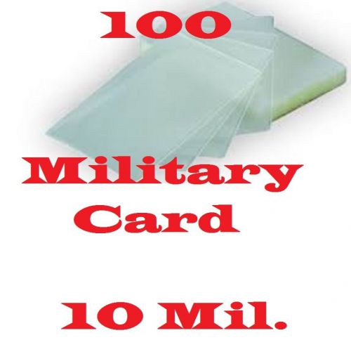 100 military card laminating laminator pouch sheets  10 mil. 2-5/8 x 3-7/8 for sale