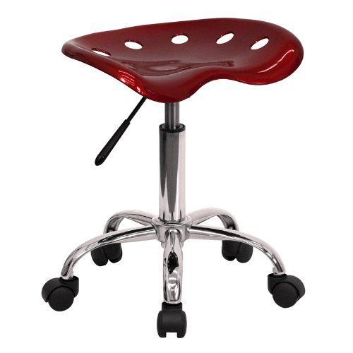 Flash Furniture Vibrant Wine Red Tractor Seat and Chrome Stool