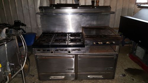 Garland 6 burner stove gas range w/ 24&#034; flat grill griddle broiler double ovens for sale