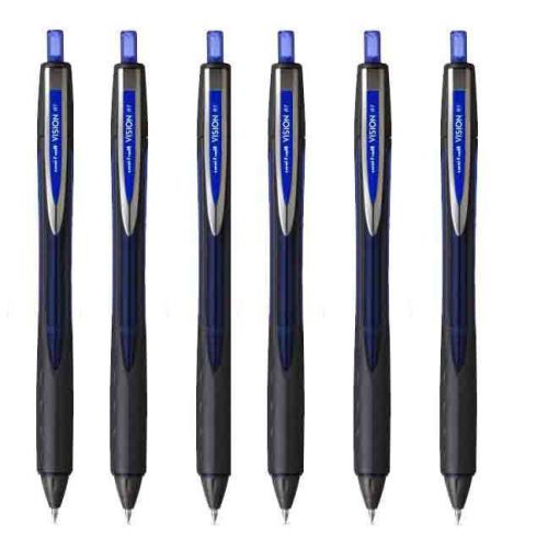 6 UNIBALL VISION RT BLUE FINE POINT RETRACTABLE ROLLERBALL PENS NEW 1754582