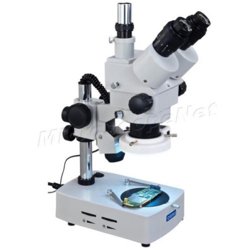 New dual light 3.5x-90x zoom trinocular stereo microscope with 54 led ring light for sale