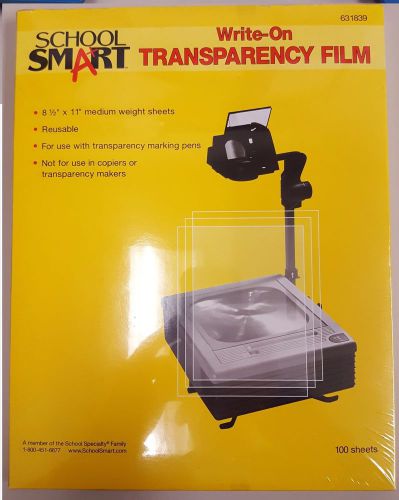 School Smart 8-1/2 x 11 Medium- Weight Write-On Transparency Film, Pack of 100,