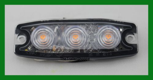 High Power 3 LED 1/4&#034; Super Thin Amber Clear Lens Strobe Warning Surface Mount