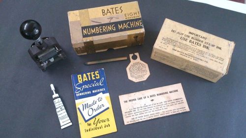 Vintage Bates Numbering Stamping Machine w/ Box &amp; Books 6 Digits