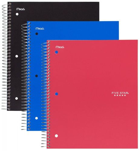 Five Star Spiral Notebook 1 Subject 100 College Ruled Sheets Black Cobalt Blu...