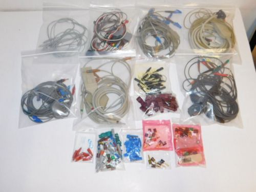 Bundle of 7 EKG/ECG Cables with Clips and Adapters