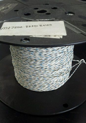 1000 FT Spool Janor Wire M27500-22SD2U00 White &amp; Blue Spiral Striped Wire 22AWG