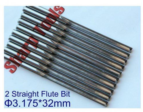 10pcs 3.175*32mm two straight flutes CNC router bits PVC, acryl, plywood