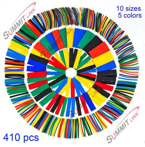 ® 410 pcs assorted heat shrink tube 5 colors 10 sizes tubing wrap sleeve set com for sale