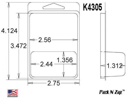 K4303: 875 - 4&#034;H x 3&#034;W x 1.312&#034;D Clamshell Packaging Clear Plastic Blister Pack