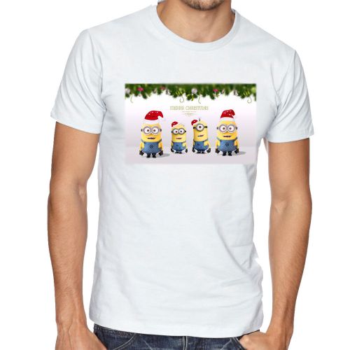 New Merry Christmas Funny Minion T-shirt White Minion Xmas GIF S,M,L,XL,XXL 2
