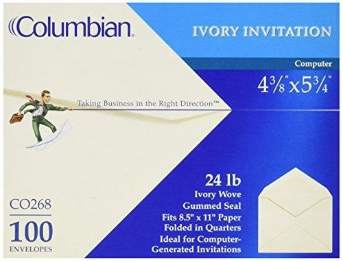 Columbian Envelopes Columbian CO268 Invitation Envelopes, 4-3/8 x 5-3/4 Inches