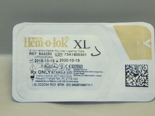 Weck Hem-O-lok Non-Asorbable Polymer Ligation Clips Exp 10/19/2020 Sealed Clips