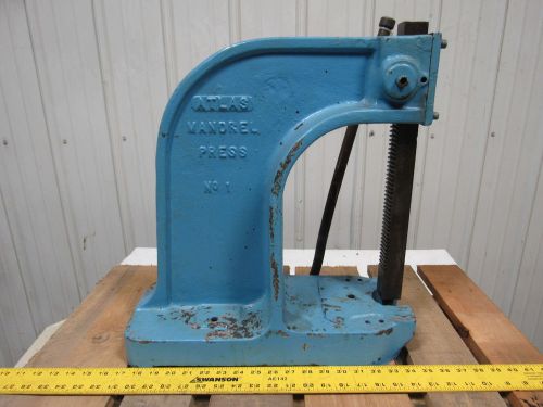 Atlas no.1 mandrel hand arbor press 10-1/2&#034; t x 7&#034; throat cast iron for sale