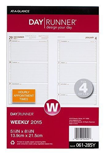Day Runner Weekly Compact Desk Calendar Planner Refill 2015, 5.5 x 8.5 Inch Page