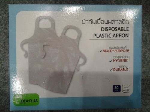 30x Aprons Foodhandler Disposable Apron  White Bib Style Plastic Hygenic Durable