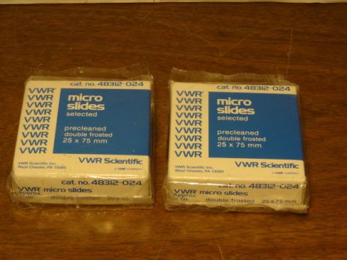 (2) VWR 48312-024 Micro Slides Selected Precleaned Double Frosted 25 x 75 MM