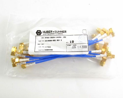 (10) flexable huber+suhner p/n 23004498 -  ra sma/male plug cable assy 6&#034; for sale