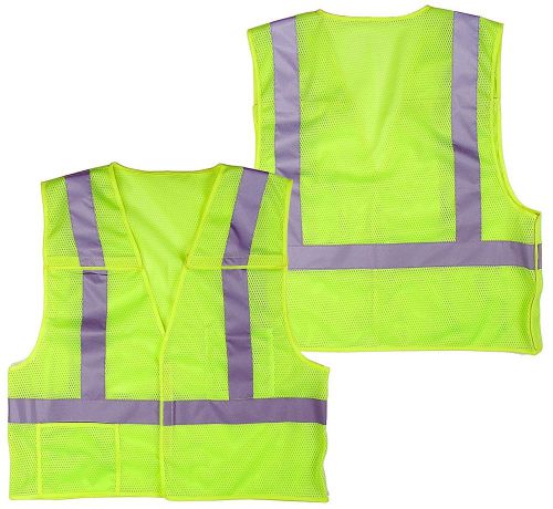 Safety vest 5 point break away xxl hi vis lime green ansi class 2 sv5ta-xxl for sale
