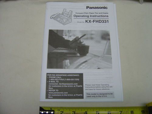 Panasonic Operating Instructions, Model No. KX-FHD331, Fax &amp; Copier