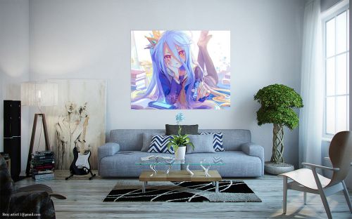 Wall Art,HD,Banner,No Game No Life Long Hair Purple,Anime,Canvas Print,Decal