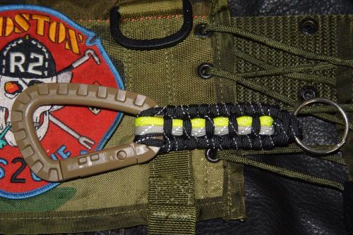 Extreme reflective bunker turnout gear paracord tac-link carabiner keychain for sale