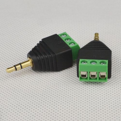 2 PCS 3 pin 3.5mm Stereo Plug for Screw Audio Terminal Binding Post Headphones