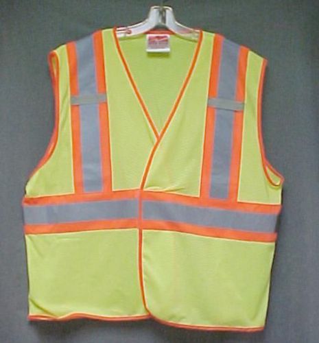 Open Road BTE Safety Vest Lime/Orange/Gray Men&#039;s Size 4XL-5XL High Visibility