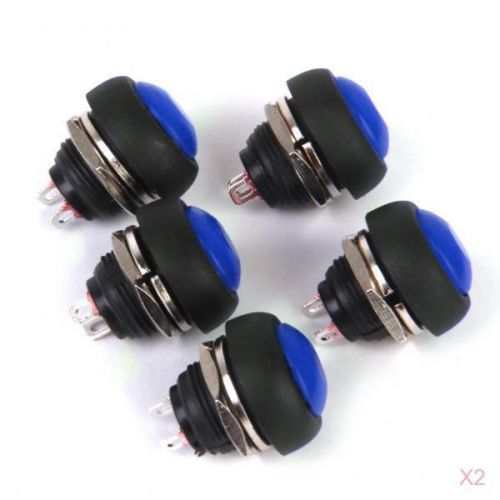 10pcs Momentary OFF-(ON) Push Button Horn Switch for Boat/Car Waterproof Blue