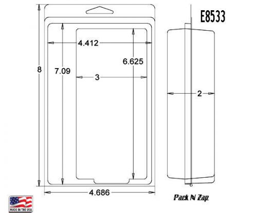 E8533: 250- 8&#034;H x 4.7&#034;W x 2&#034;D Clamshell Packaging Clear Plastic Blister Pack